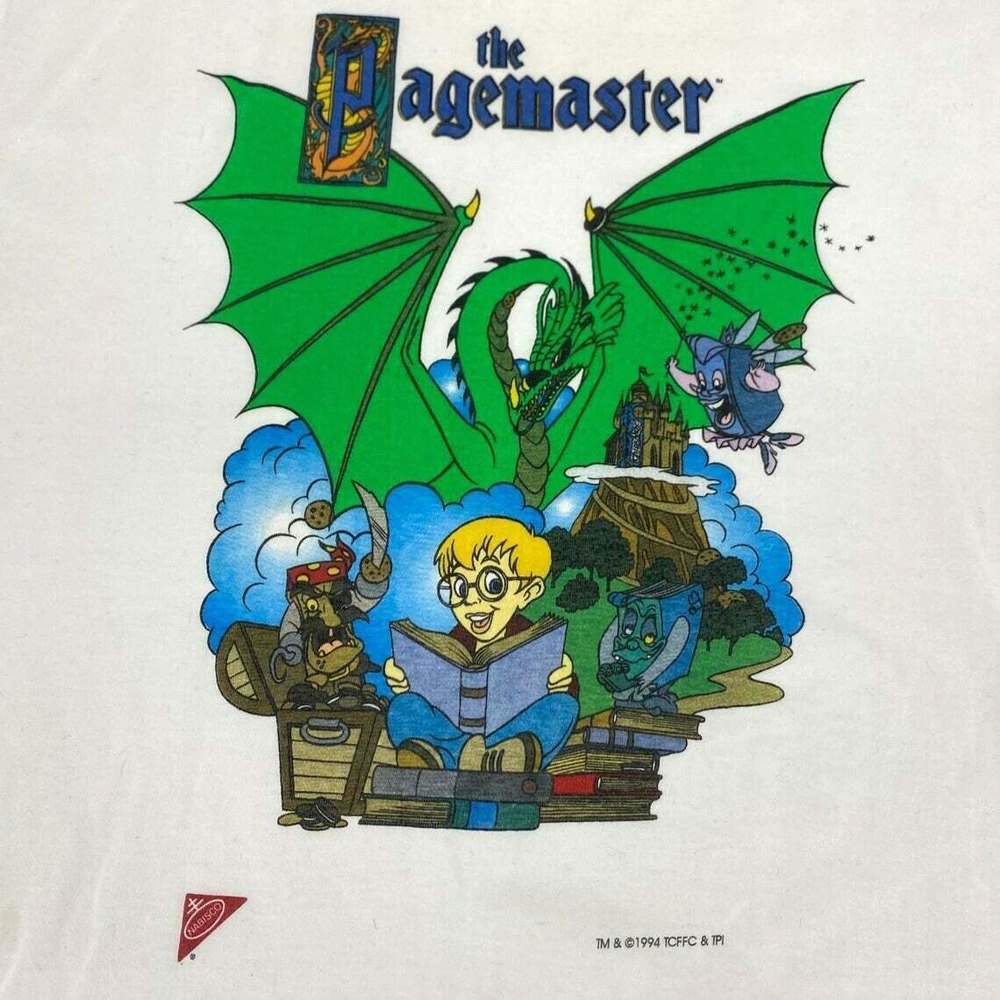 Vintage‎ The Pagemaster T-shirt 1990s Single Stitch Movie Promo Cartoon Macaulay